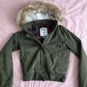 Hollister | Green Canvas Bomber Jacket
